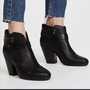 Rag & Bone Harrow Leather Ankle Booties Size 39 Chunky Heel Moto